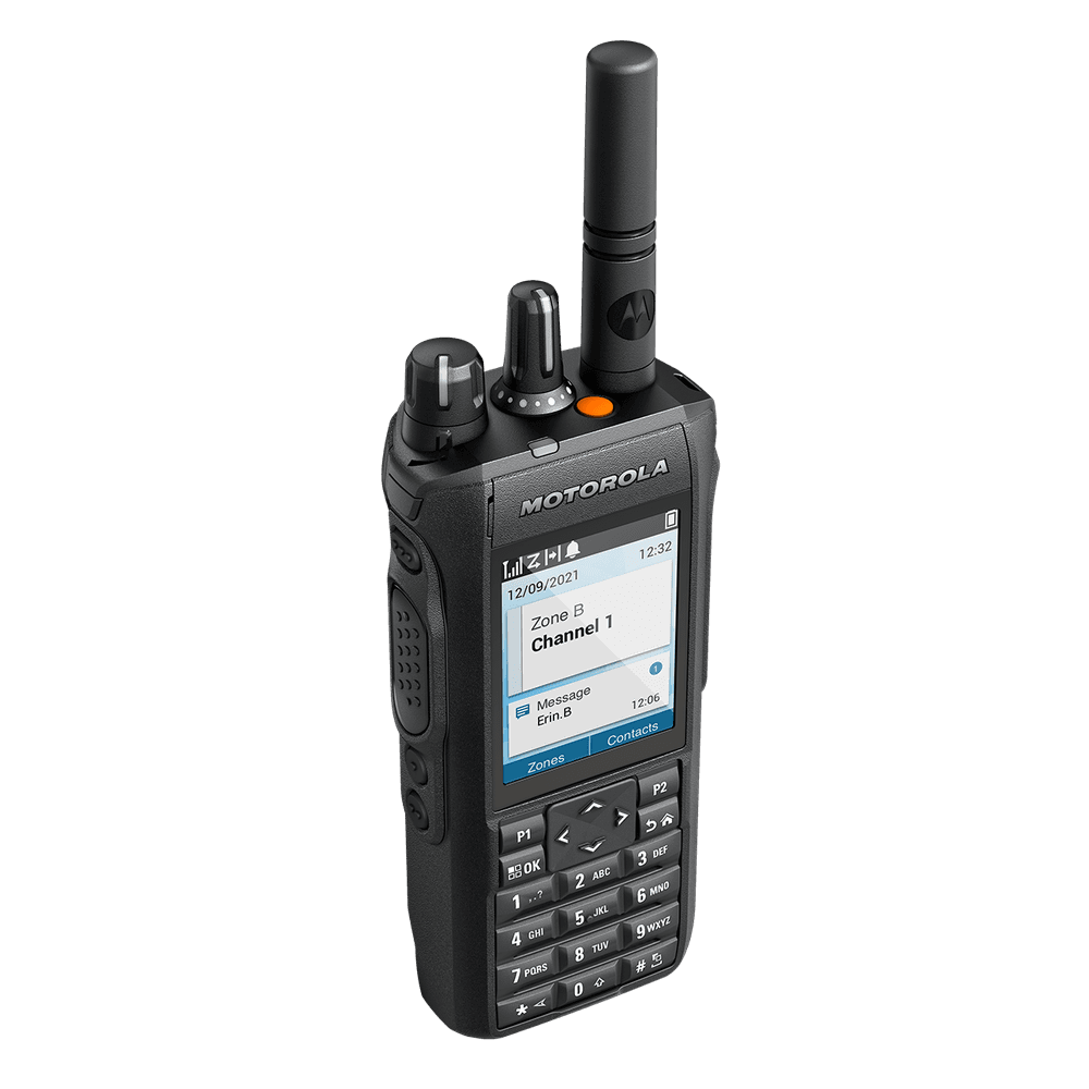Motorola MOTOTRBO R7 Left Side Profile with PTT Button